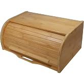 Large bread box bread basket wooden box storage boxes kitchen counter organizer, roll top breadbox. bread boxes for kitchen countertop. Bamboo wooden boxes. (Natural)