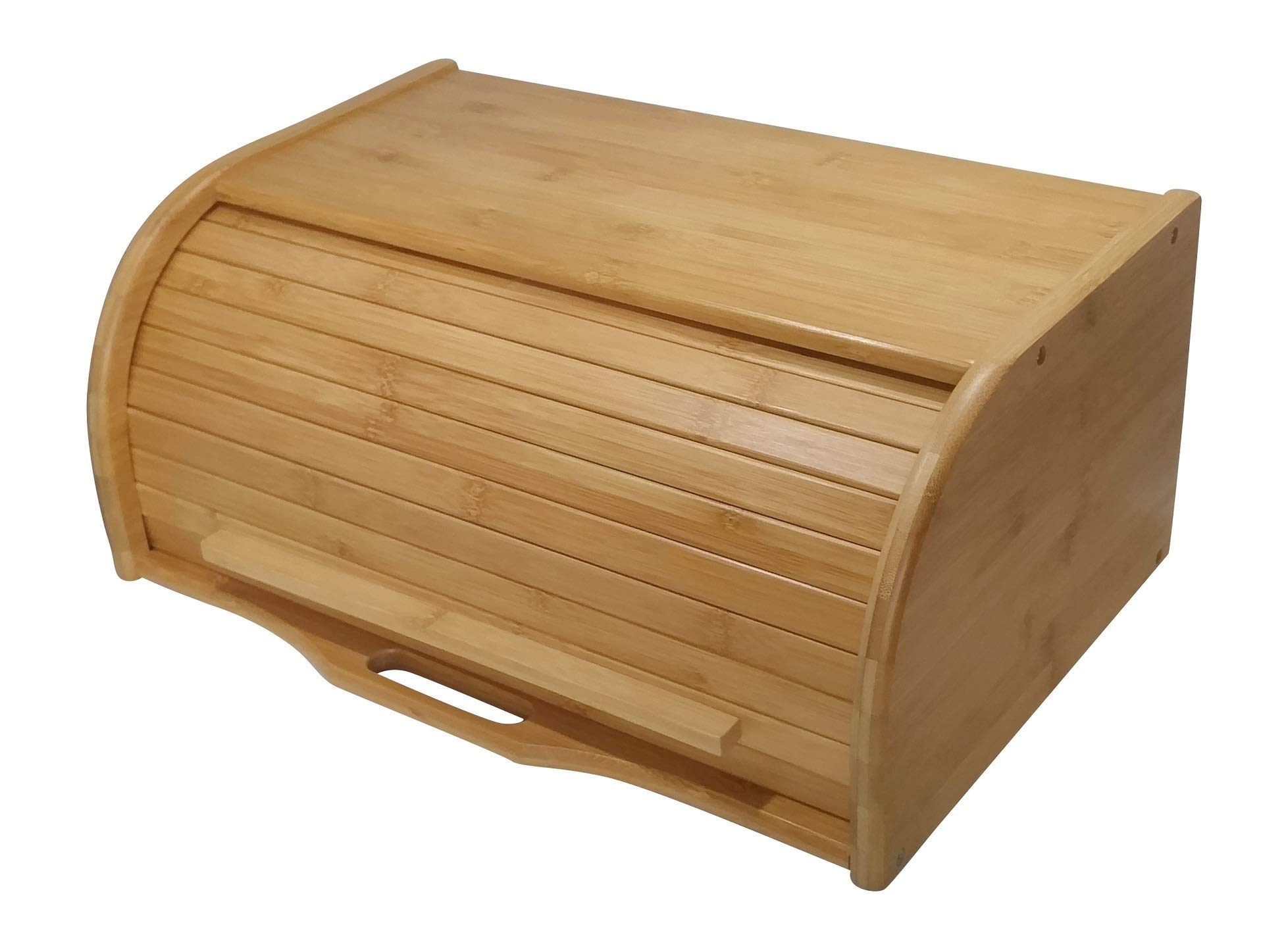 Photo 1 of Large bread box bread basket wooden box storage boxes kitchen counter organizer, roll top breadbox. bread boxes for kitchen countertop. Bamboo wooden boxes. (Natural)