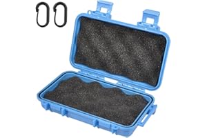 VGEBY1 Waterproof Box Shockproof Dry Storage Box, Hard Plastic Protective Grip Carry Touch Phone Case + Foam + Handle for Fishing Camping Hiking (Small -Blue)