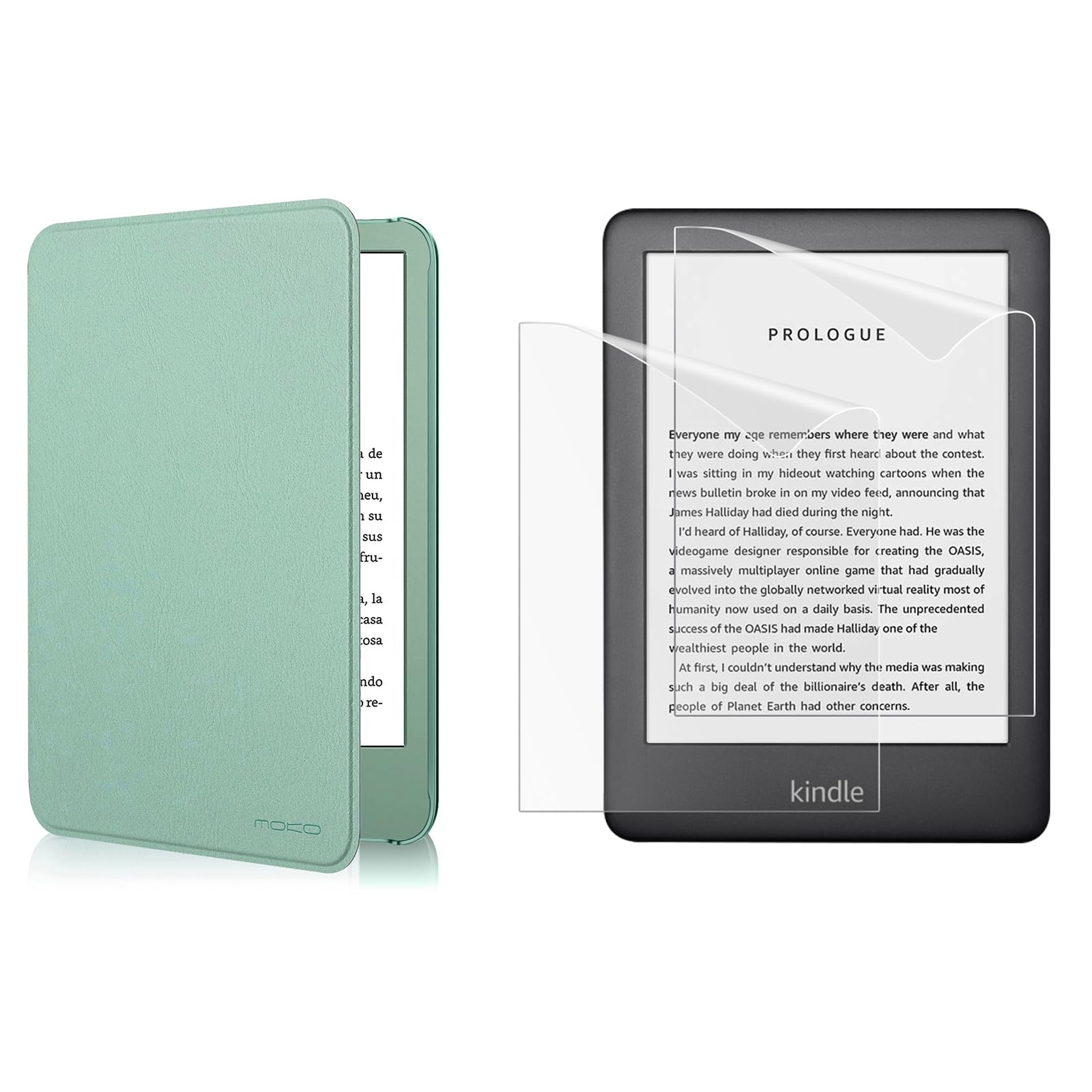 MoKo Slim Kindle case with 2 Pack Screen Protector 2024/2022 11th 6inch