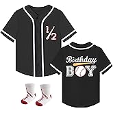 Sptuoiy 1/2 Birthday Boy Half Birthday Outfit Baby Boy 6 Months Baseball Jersey Button T Shirt Gift Clothes