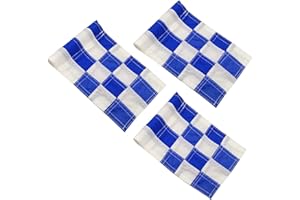 X·CELLENT Checkered Golf Flags with Tube Inserted,8” L x 6”H Mini Putting Green Flags for Yard Indoor Outdoor Backyard Garden, 420D Nylon Pin Flag (Blue/White,3sets)