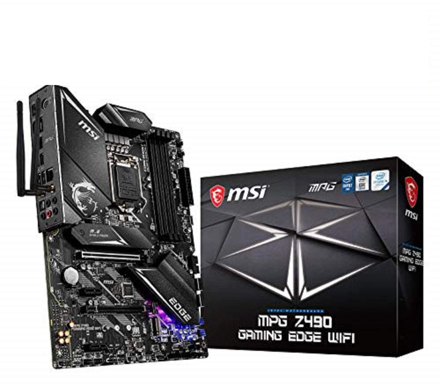 MSI MPG Z490 GAMING EDGE WIFI Motherboard ATX, LGA1200, DDR4, LAN, 802.11ax WiFi 6 + Bluetooth 5.1, USB 3.2, Lightning USB, Type C, M.2, RGB, DisplayPort, HDMI, Gen 4 Ready, 10th Gen Intel Core