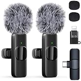 LOOBOAKY Professional Wireless Lavalier Microphone for iPhone, iPad, Android Phone, Mini Microphone, Wireless Lapel Mic for Video Recording, Interview Podcast Vlog YouTube Tiktok for Content Creators