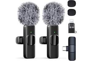 LOOBOAKY Professional Wireless Lavalier Microphone for iPhone, iPad, Android Phone, Mini Microphone, Wireless Lapel Mic for Video Recording, Interview Podcast Vlog YouTube Tiktok for Content Creators