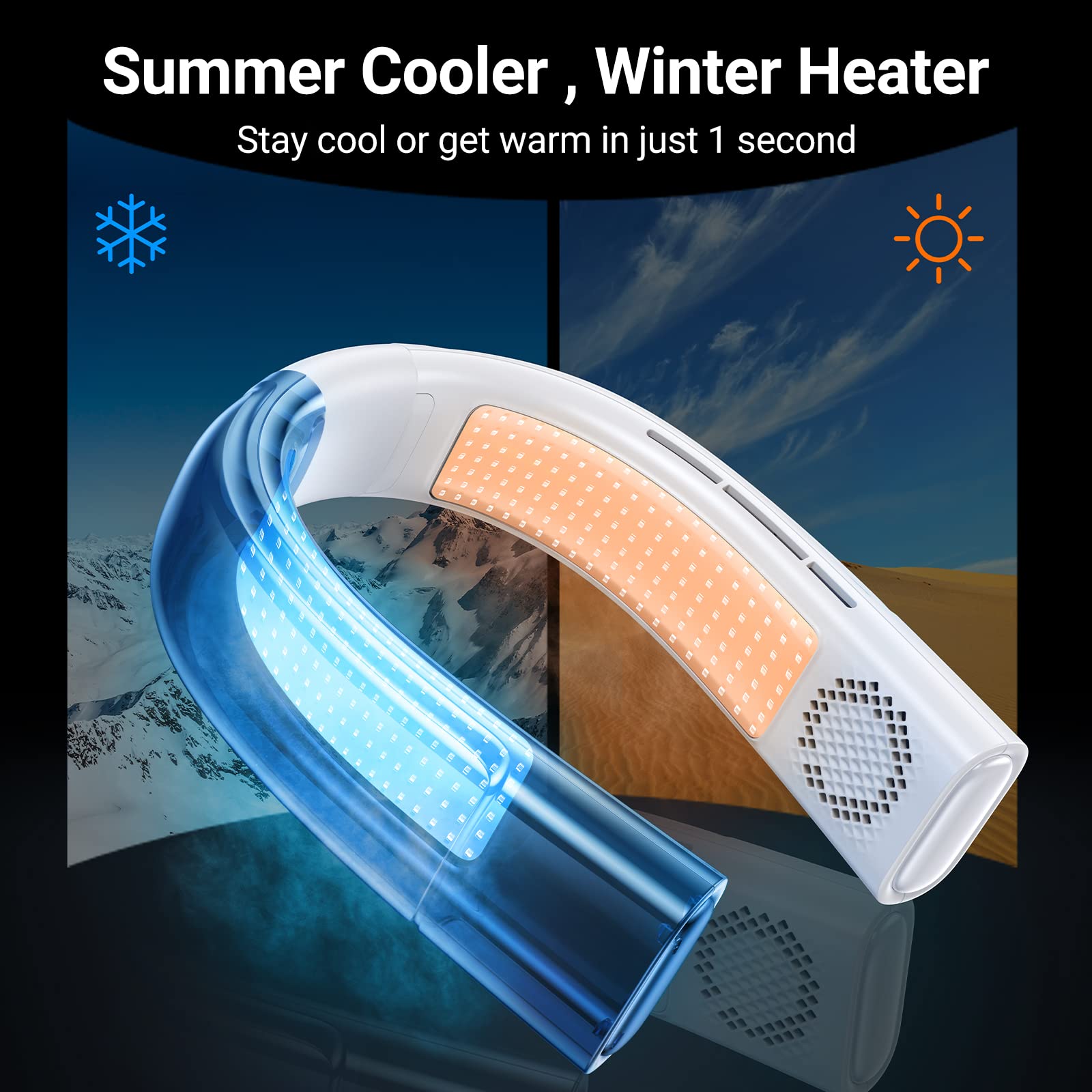 TORRAS COOLIFY 2 Neck Air Conditioner, Wrap-around Cooling Neck Fan, LED Rechargeable Portable Neck Fan, 3 Mode Personal Fan 3-Speed, Bladeless Fan No Falling, Neck Cooler and Heater, Arctic White.