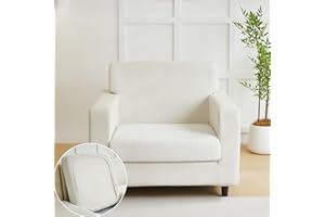 Yoovat Couch Cushion Covers for Sofa Couch Covers Wear-Resistant Universal Sofa Cover Washable Stretch for Sectional Slipcovers (Texture-Cream White,Large Single Seat Cover)