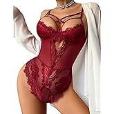 Avidlove Women Lingerie Floral Lace Harness Lingerie Bodysuit One Piece Teddy Babydoll Nightgown