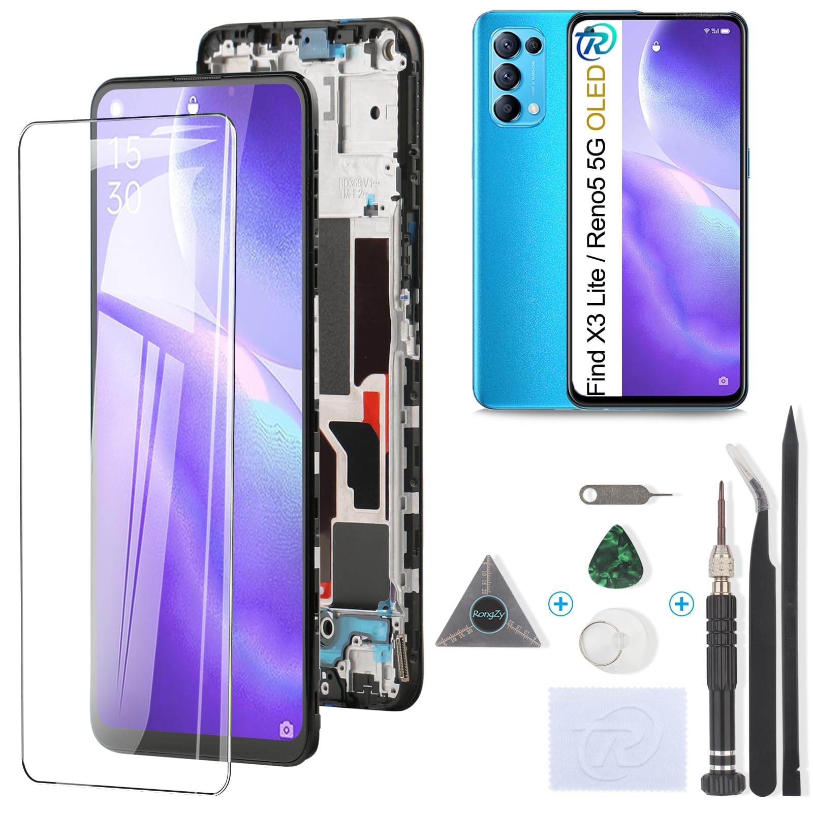 RongZy Display for Oppo A17/A78 5G LCD Screen Replacement Digitizer Touchscreen Mounted Replacement with Tools (6.56 Inches)