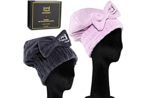 ICDI ICANDOIT ICANdOIT-2PCS Microfiber Hair Drying Caps for All Hair Style, Extre Soft & Ultra Absorbent, Quick Drying Hair Turban Wrap Towels-Shower Cap for Girls and Women (Lavender+Tibetan Blue)