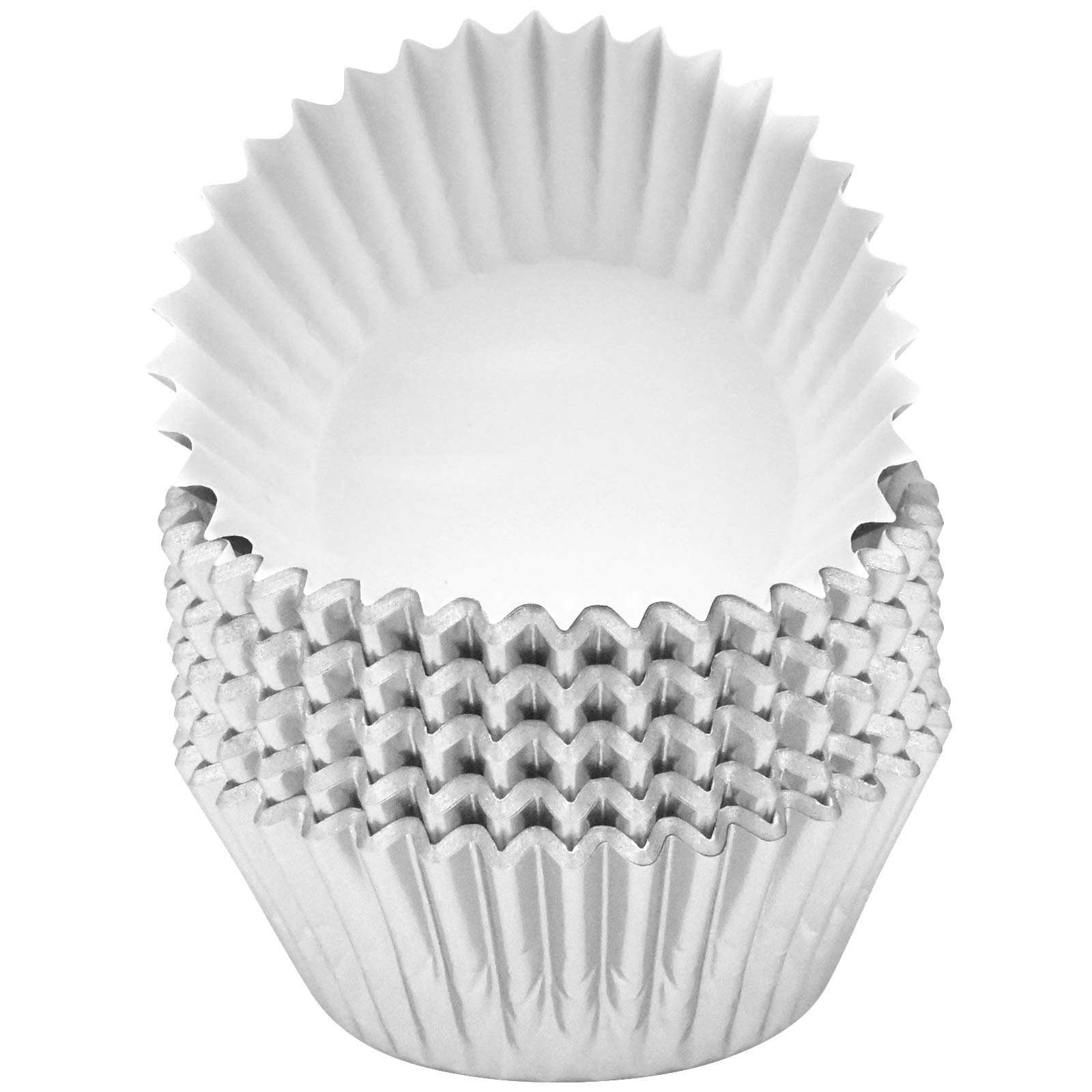 Jinlaili 100PCS Foil Metallic Cupcake Liners, Silver, Disposable, for Birthday & Wedding Parties