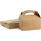 ValBox Treat Boxes 30 Pack Brown Kraft Paper Gable Gift Boxes - Goodies Favor Box for Kids' Birthday Party, Wedding, Baby Shower, 6.2 x 3.5 x 3.5 Inches