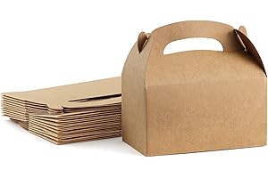 ValBox Treat Boxes 30 Pack Brown Kraft Paper Gable Gift Boxes - Goodies Favor Box for Kids' Birthday Party, Wedding, Baby Shower, 6.2 x 3.5 x 3.5 Inches