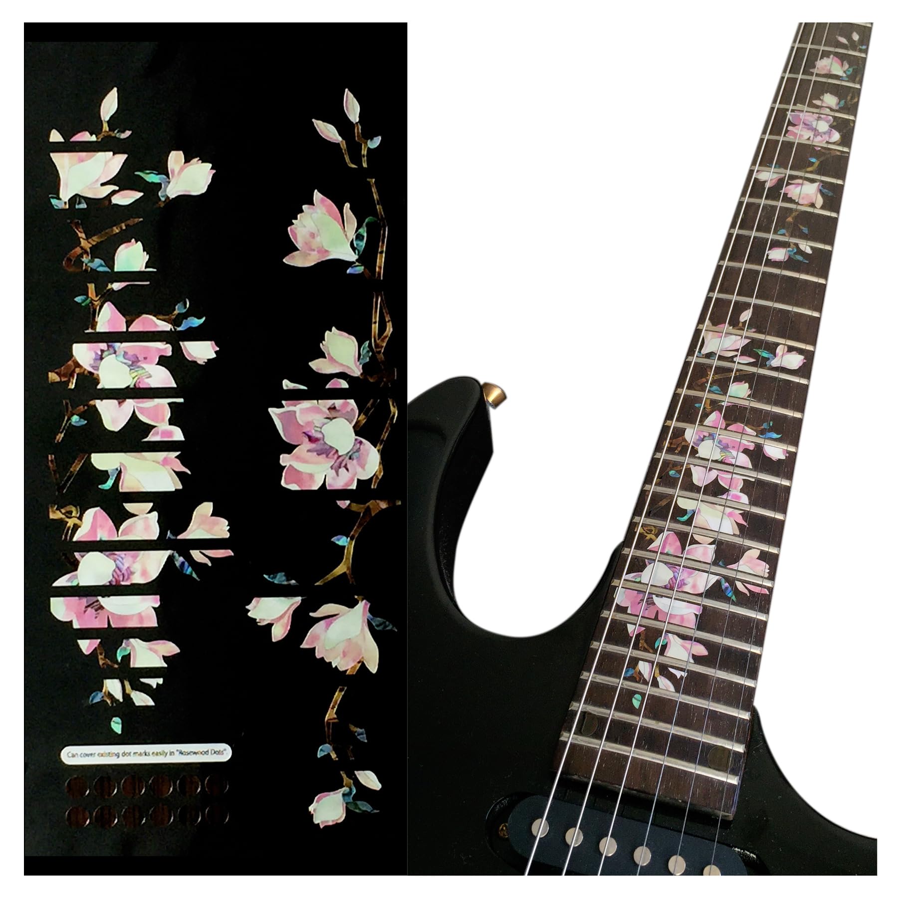 Inlay Sticker Fret Markers for Guitars - Magnolia Flowers, FT-297MN-G