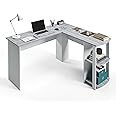 Techni Mobili L Shaped Desk - Modern Computer Desk with Corner Bookshelf & Side Storage Shelves for Home Office Accessories - Elegant, Space-Saving, & Minimalist Executive Table