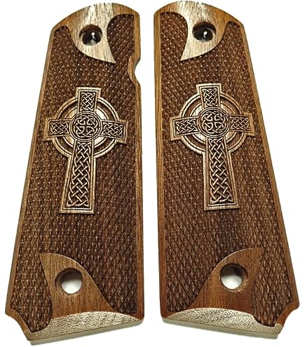 Amazon.com: Walnut Celtic Cross #2 Full Size 1911 Grips : Sports