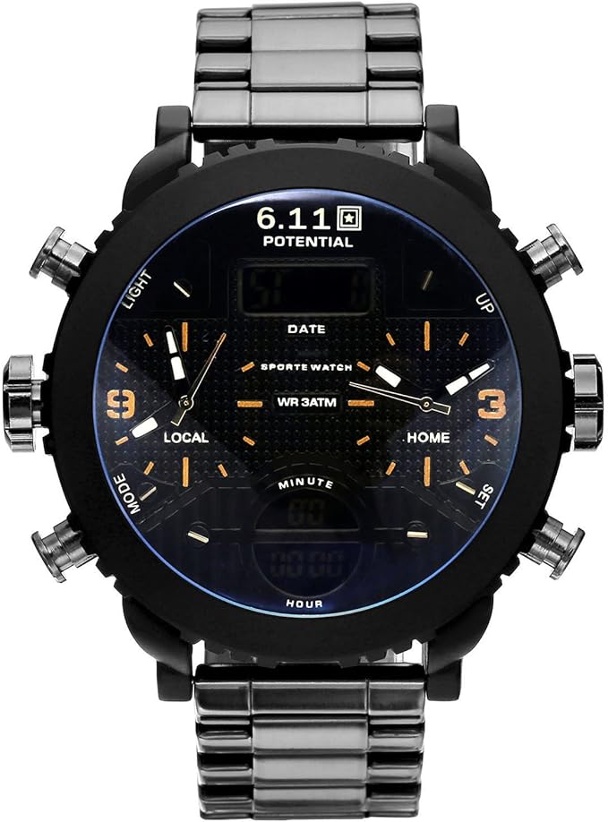 Mens Digital Sports Wrist Watch LED Large Face Electronics Military