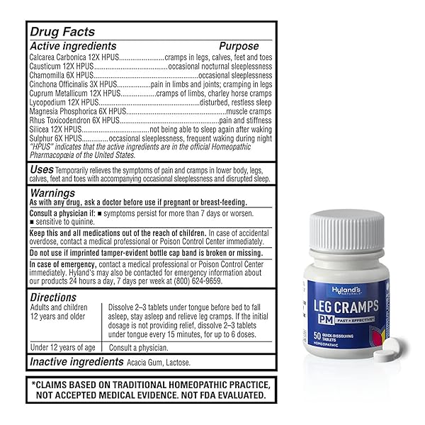 HYLAND’S LEG CRAMPS PM, 50 TABLETS EA (PACK OF 4)