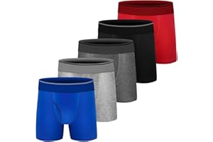 CONKEND Boys Boxer Briefs,Cotton Toddler Underwear Breathable Mesh Performance Sport Big Boy Boxer Briefs with Fly 5 Pack