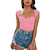 LYANER Women's Square Neck Ribbed Knit Sleeveless Slim Fit Solid Crop Top Shirt