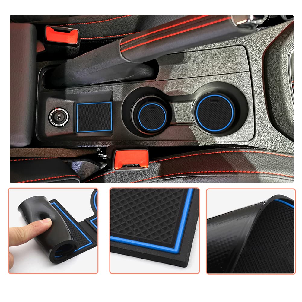 LFOTPP Compatible with Seat Arona FR SUV 2017+ Car Rubber Mats,Car Mats Door Slot Mat Car Armrest Drink Holder Mat Centre Console Non-Slip Mat, Arona Auto Accessories Rubber Mat, 9pcs/Pack (Blue)