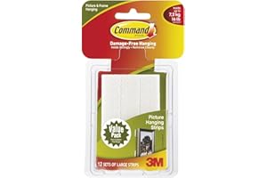 3M Command Large Picture-Hanging Strips, White, 12-Strip