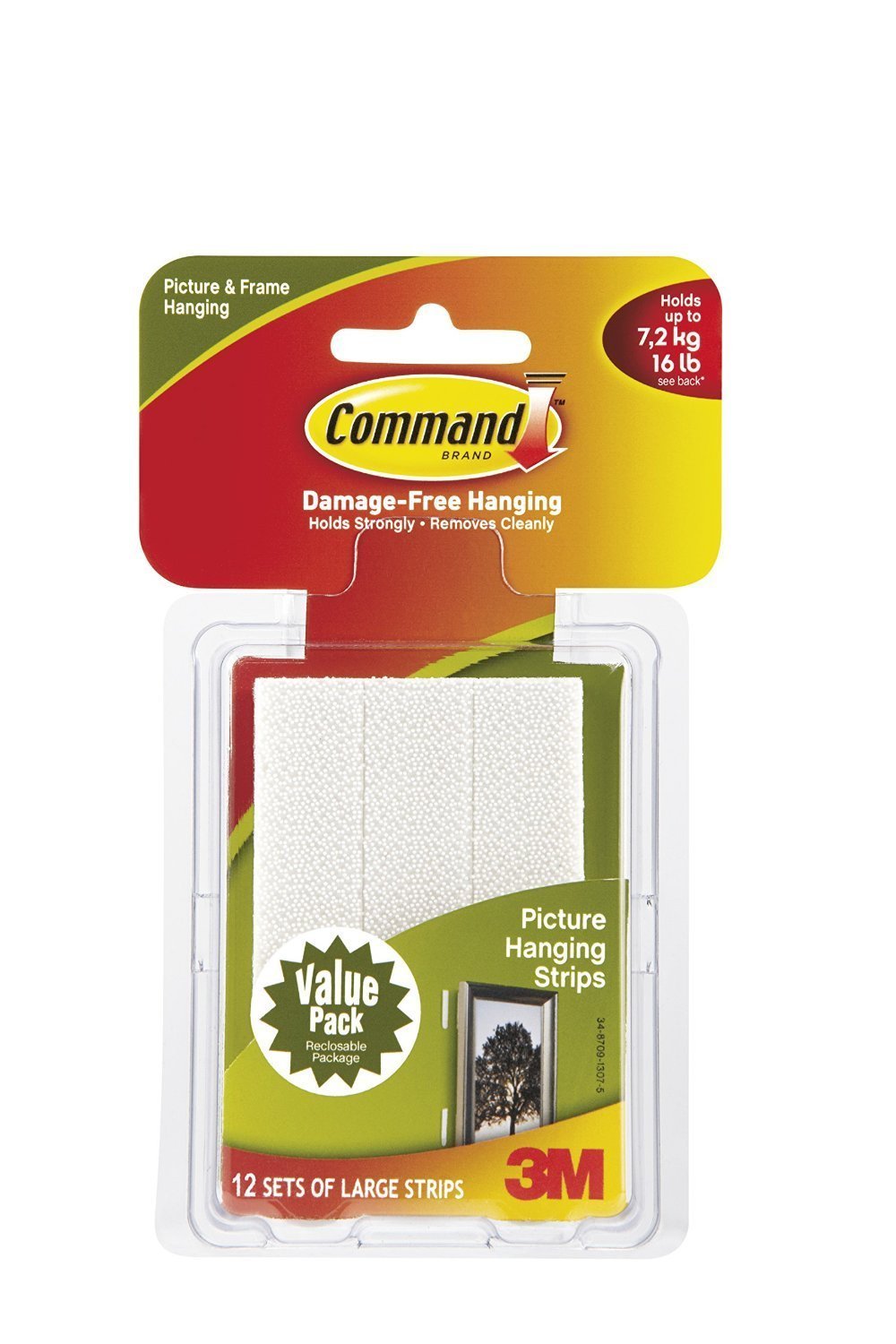 Command Large Picture-Hanging Strips, White, 12-Strip by Command
