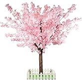 Artificial Cherry Trees Indoor Decor: Handmade Natural Fake Cherry Blossom Pink Tree Outdoor for Party Wedding Christmas