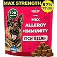 Mighty Petz MAX Dog Allergy Relief Chews - Itch Relief with Omega 3 for Dogs, Colostrum & Probiotics. Immune Support for Seas