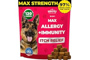 Mighty Petz MAX Dog Allergy Relief Chews - Itch Relief with Omega 3 for Dogs, Colostrum & Probiotics. Immune Support for Seas