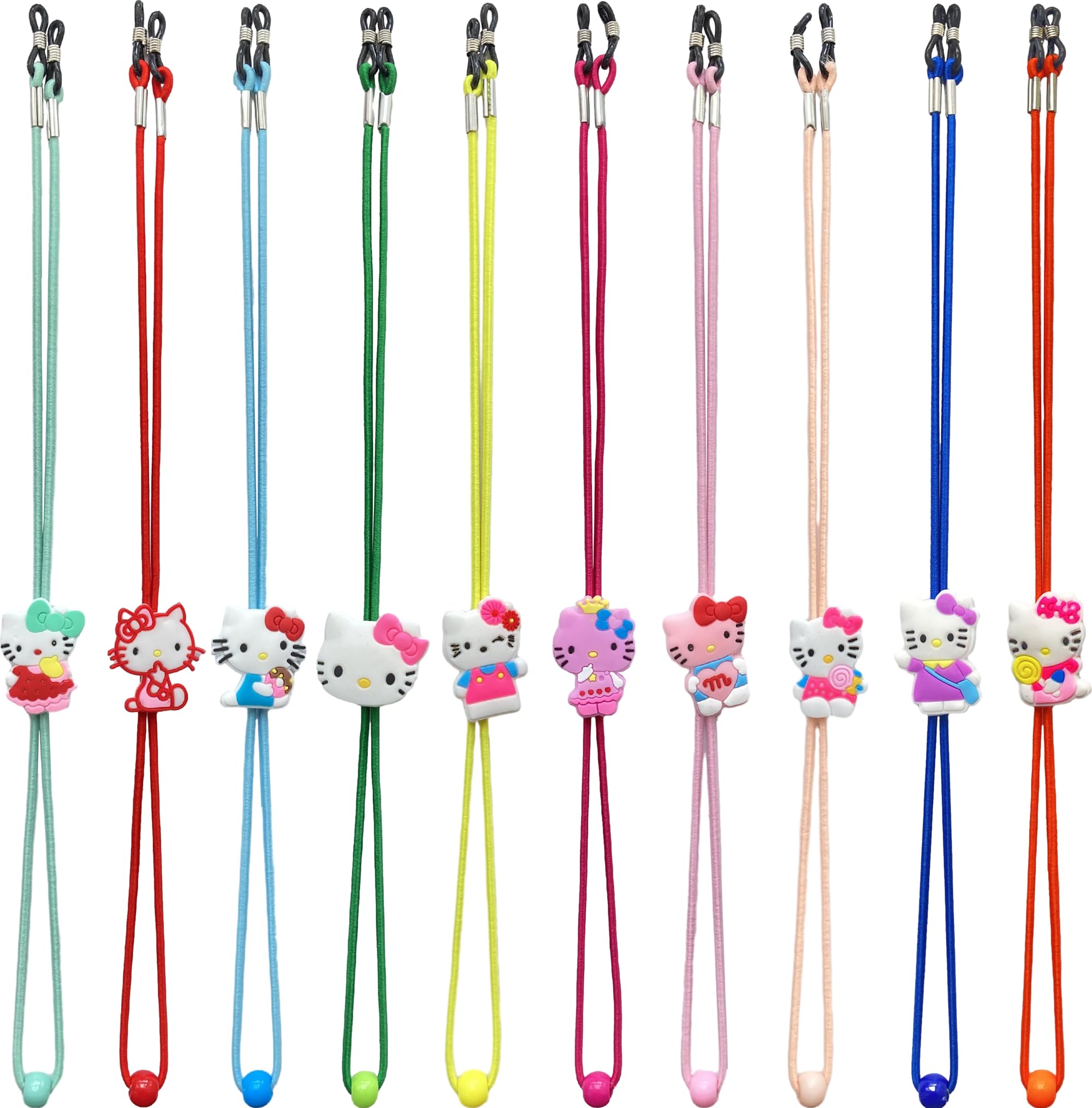 Photo 1 of Eyeglasstor 10 PCS kids glasses strap adjustable Anti-Skid lanyards cord for girls prescription glasses sunglass with cute cartoon buckle cute kitty theme colorful
