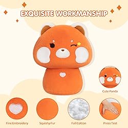 Mewaii 14 Inch Mushroom Plush, Cute Red Panda Plush