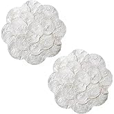 i-lan set of 2 decorative placemats 12 inch – mother of pearl scalloped wood charger plates with white shell inlay for dining table wall decor and party display