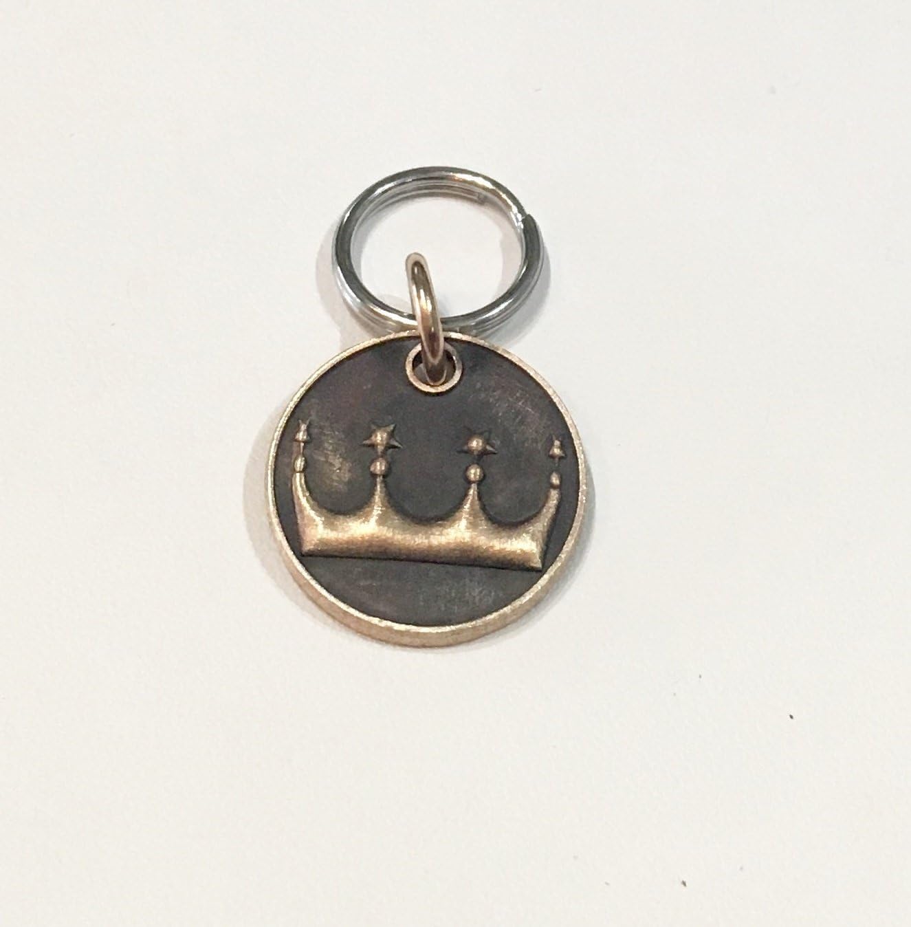 Antique Bronze Pet Tag with Crown