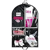 Blushtier Cheer Garment Bags for Cheerleading Uniform Waterproof Hanging Garment Bags for Dance Costumes 40 Inch Clothes Bag with 5 Pockets and Side Zip Travel Storage Cheer Uniform(Black,Rose Red)