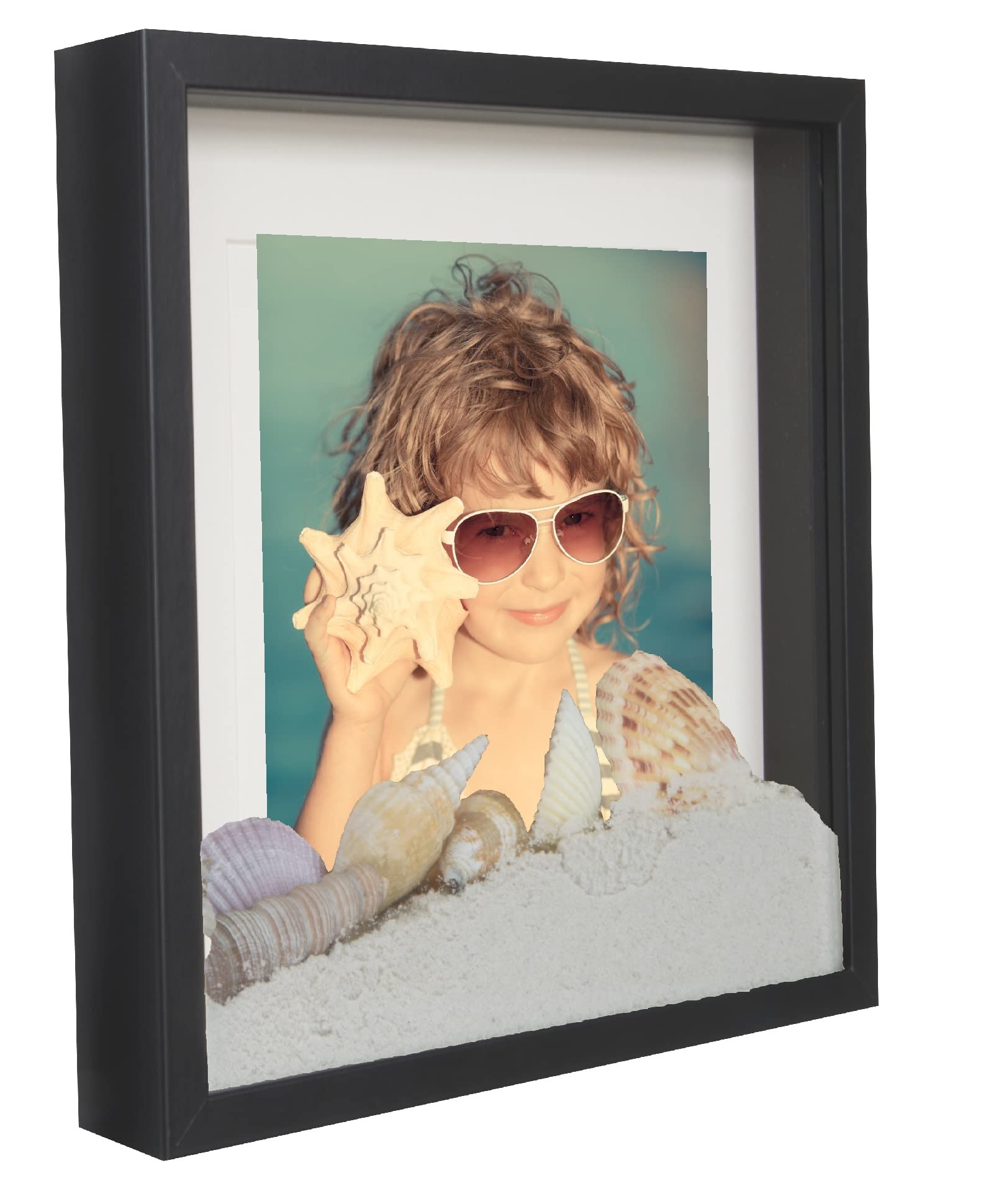 BD ART Shadow Box Frame 11x11x1inch, Square, Black, Display 3D Frame Picture with Mount 8x8 Plexiglass for Filling, for Objects, Photos, Souvenirs, for Crafts,Baby Items, dried Flowers