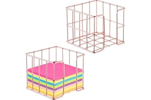 CDOKY 2 PCS Mesh Memo Holders, Rose Golden Memo Note Holder, Sticky Note Cube Holder, Post Note Desk Organizer, Memo Note Holder Dispenser, Notepad Metal Holder for Offices, Schools, Homes