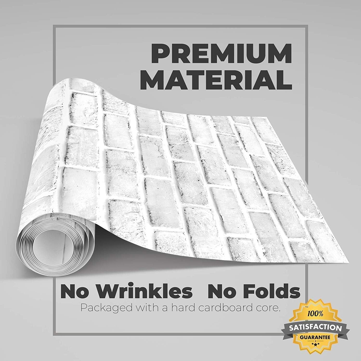 Brick Wallpaper, Removable Self Adhesive White Grey Contact Paper for