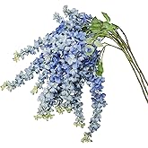 IBWell 3 Strands 40 inch Blue Fake Wisteria Hanging Flowers Wall Flowers Fake Blue Flowers Wisteria Flowers Blue Faux Flowers Artificial Wisteria for Flower Arrangements