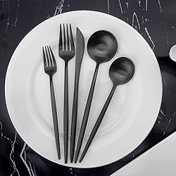 Matte Black Silverware Set, Vanys 30 Piece