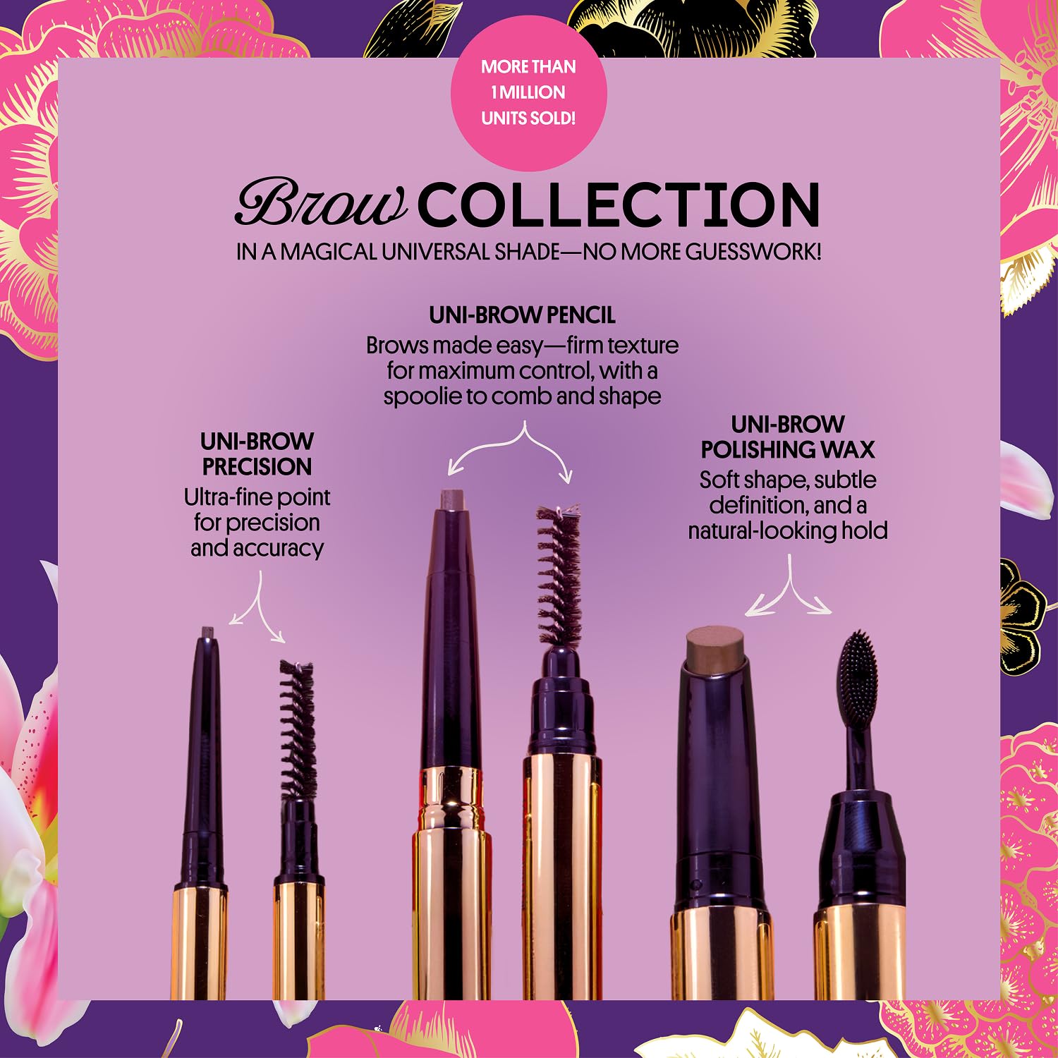 Winky Lux Uni-Brow Eyebrow Pencil, Dual-Ended with Spoolie, Waterproof Brow Definer with Ultra-Fine Tip, Universal Shade for Natural Looking Brows (Brown, Blonde, Taupe)