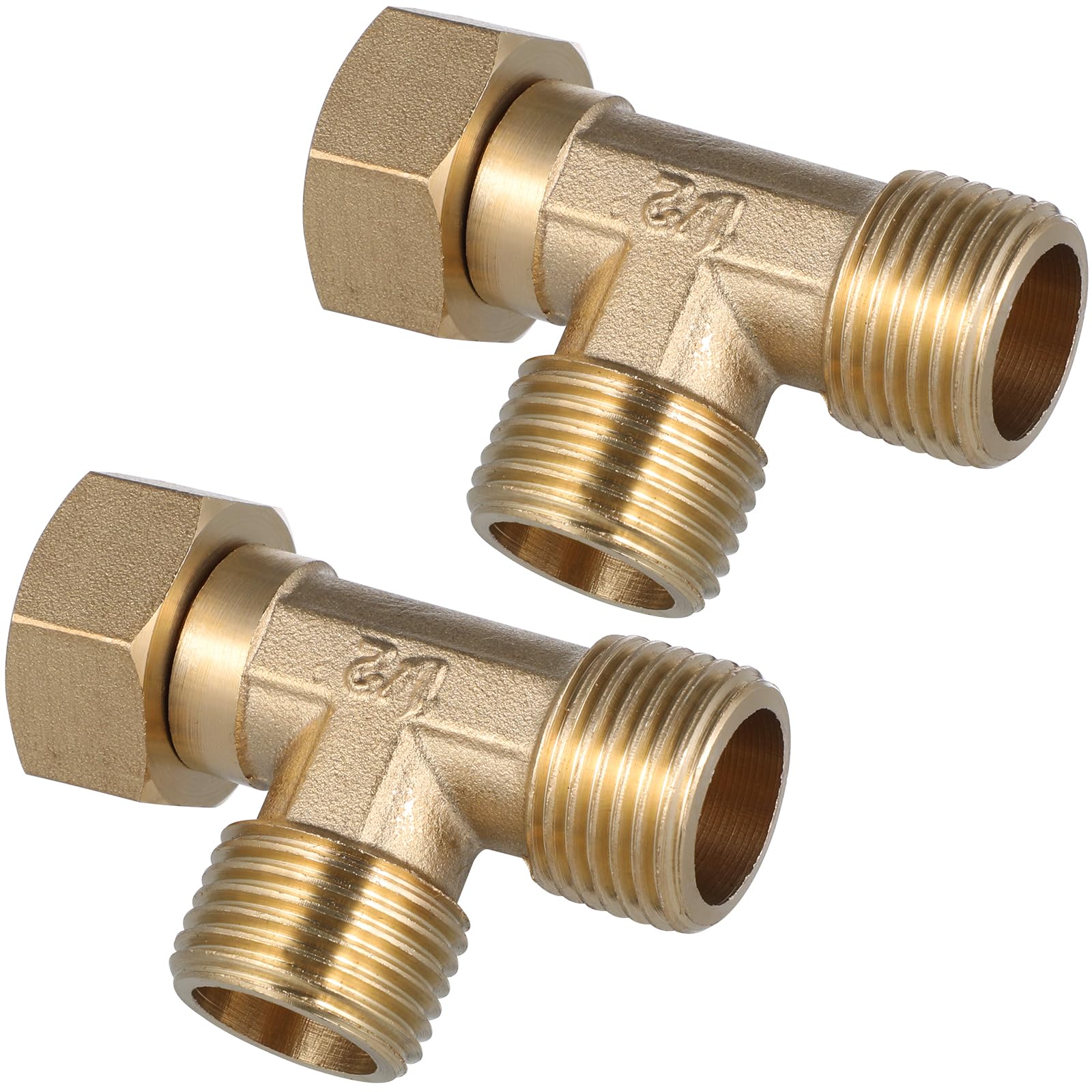 Photo 1 of VILLCASE Brass Angle Stop Add-A-Tee Valve, 2pcs Compression Tee Fittings 3 Way Valve Adapter for Connector Joint Elbow T Angle Install Easy Hose Way Brass Parts