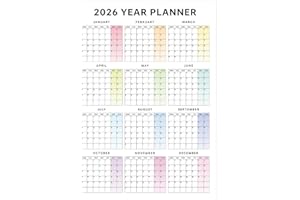2026 Wall Calendar, Vertical Yearly Planner with Color-coded Annotations, Jan 2026 - Dec, Spacious Recording Space, Motivatio