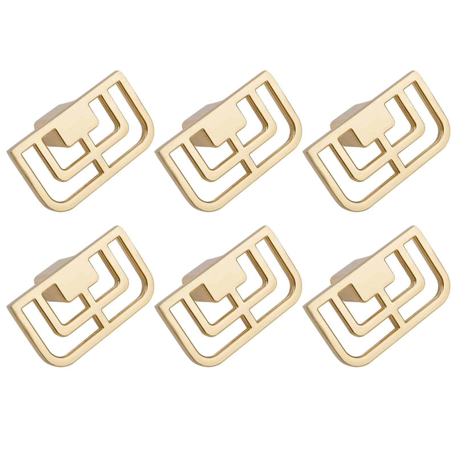 MOROBOR Chinese Cabinet Hardware Handles, 6pcs of Gold Brushed Drawer Handles, Closet TV Cabinet Stylish Golden Copper Handles Modern Chinese Auspicious Patterns Handle