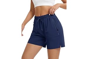 MAGCOMSEN Women's Shorts UPF 50+ Quick Dry Drawstring Sweat 5" Hiking Athletic Gym Golf Summer Shorts 3 Zipper Pockets