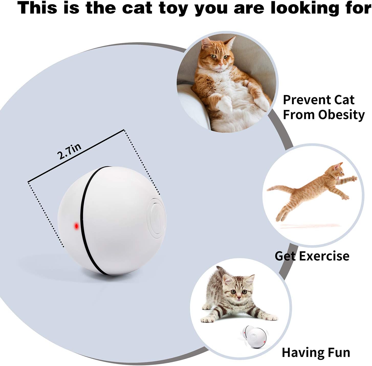 YOFUN Smart Interactive Cat Toy - Newest Version 360 Degree Self Rotating Ball, USB Rechargeable Wicked Ball, Build-in Spinning Led Light, Stiulate Hunting Instinct for Your Kitty (White) m : Kitchen & Dining