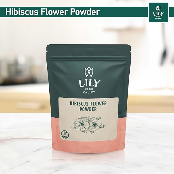 LILY OF THE VALLEY HIBISCUS FLOWER POWDER – GROUND HIBISCUS SABDARIFFA – IDEAL FOR COOKING, BAKING, TEA, SMOOTHIE – VEGAN & GLUTEN-FREE – RESEALABLE POUCH (16OZ, 453G)- PACKAGE MAY VARY