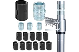 SDTC Tech 12 Pairs Wire Shelf Clips and 4Pcs Pole Butt Connectors for 1 Inch / 25.4 mm Post - Shelf Lock Clips Shelving Sleeves Replacements for Wire Shelving System