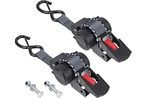Ayaport Retractable Transom Tie Down Straps 1in X 10ft Tie Down Straps to Trailer- 1500lbs Break Strength, Medium Duty Bolt-on Ratchet Straps for Cargo, Boat, Motorcycles, ATV, 2pk