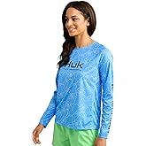 HUK Womens Pursuit Patterned Crew Long Sleeve Shirt for Women